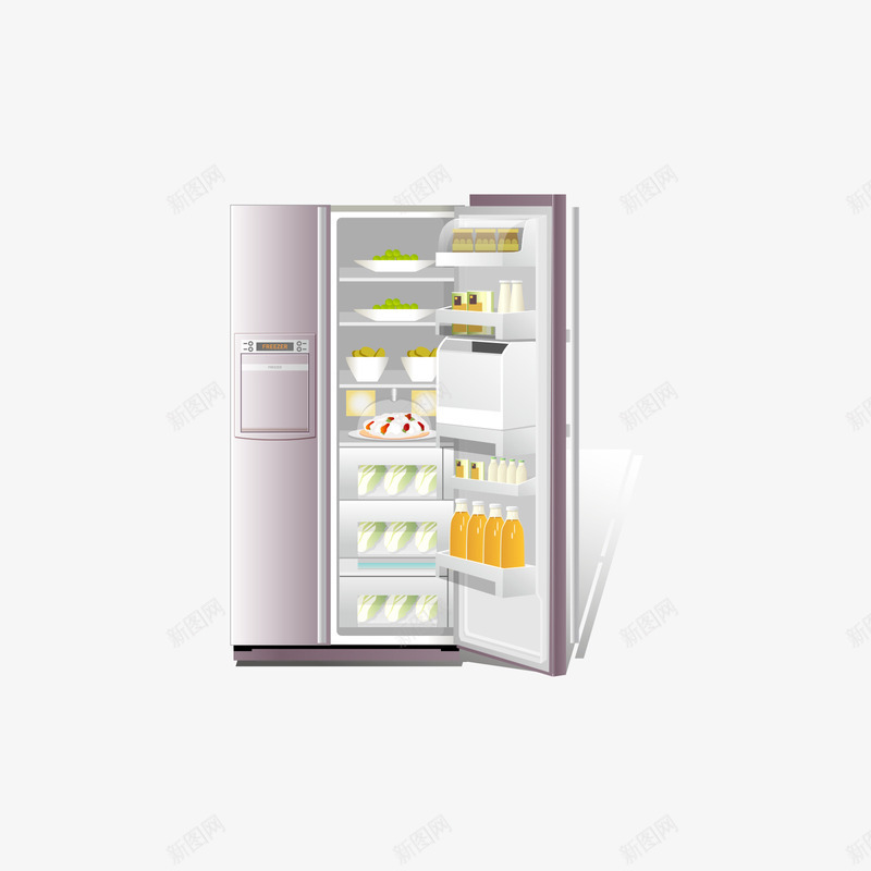 打开的银灰色冰箱png免抠素材_新图网 https://ixintu.com 冰箱 打开 银灰色