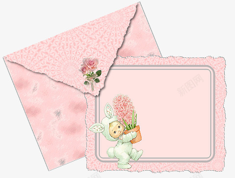粉色花纹信封信纸png免抠素材_新图网 https://ixintu.com 书信 信封 信纸 可爱 文具 粉色 纸