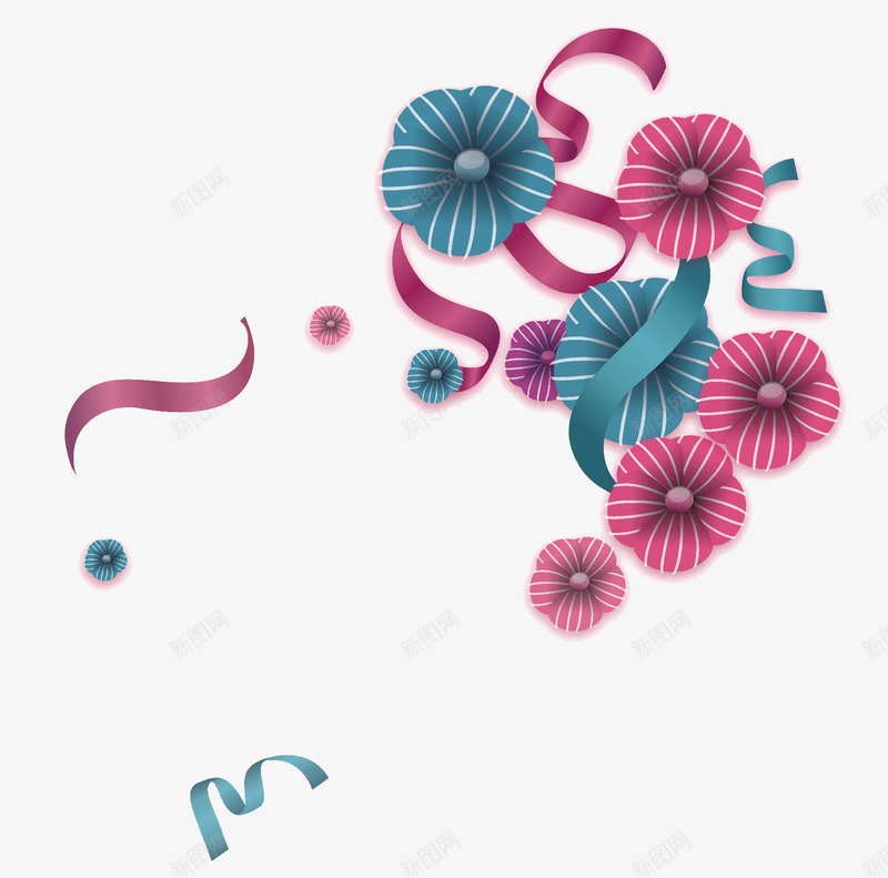 彩带莲花png免抠素材_新图网 https://ixintu.com 冬上新 底部背景 彩带条 淘宝京东 莲花手绘 装饰手绘