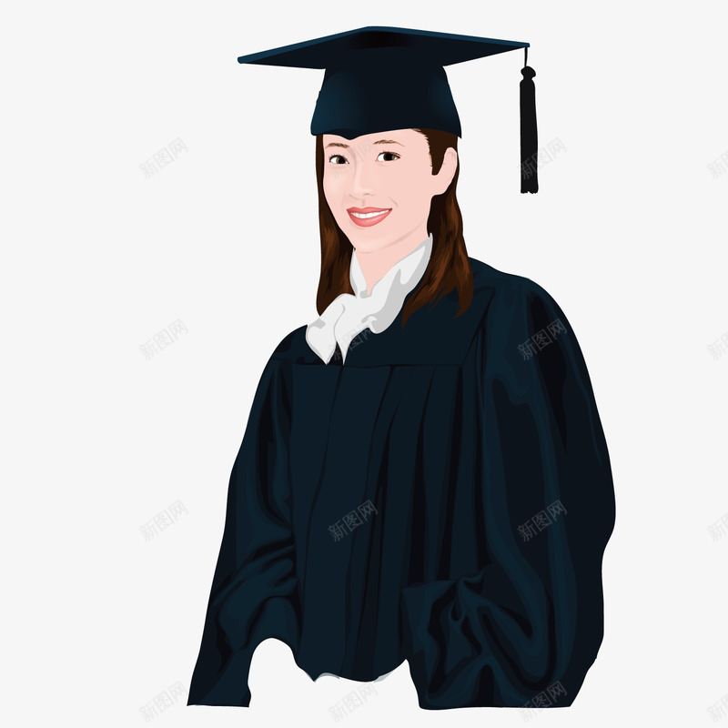 穿学士服的美女毕业生png免抠素材_新图网 https://ixintu.com 学士服 毕业生 美女