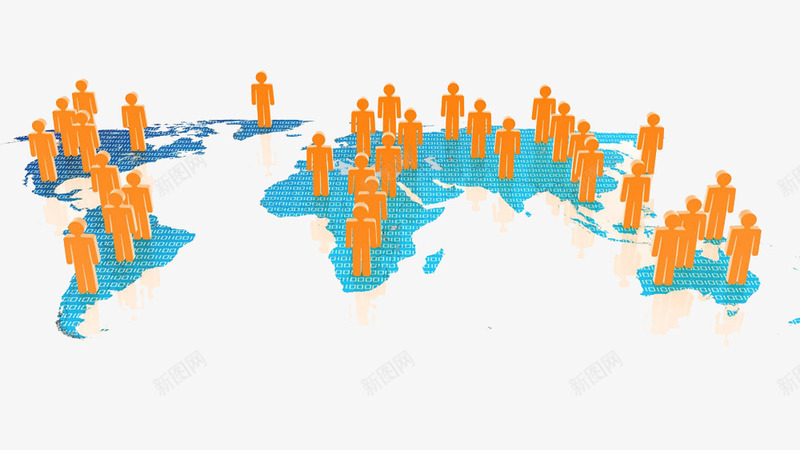 站在地图上的人png免抠素材_新图网 https://ixintu.com 导航 小人 立体图 蓝色地图 黄色
