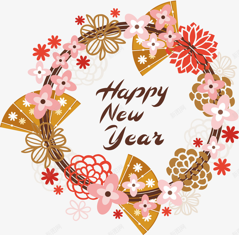 中国风扇子花纹边框png免抠素材_新图网 https://ixintu.com 中国新年 中国风 古风边框 春节快乐 矢量png 除夕快乐