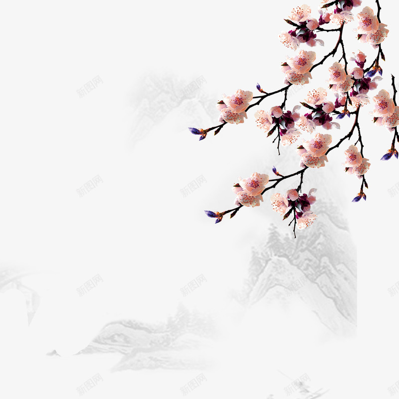 鲜花满城psd免抠素材_新图网 https://ixintu.com 桃花满满 粉色鲜花 美丽的花朵 花季 鲜花满城 黑色