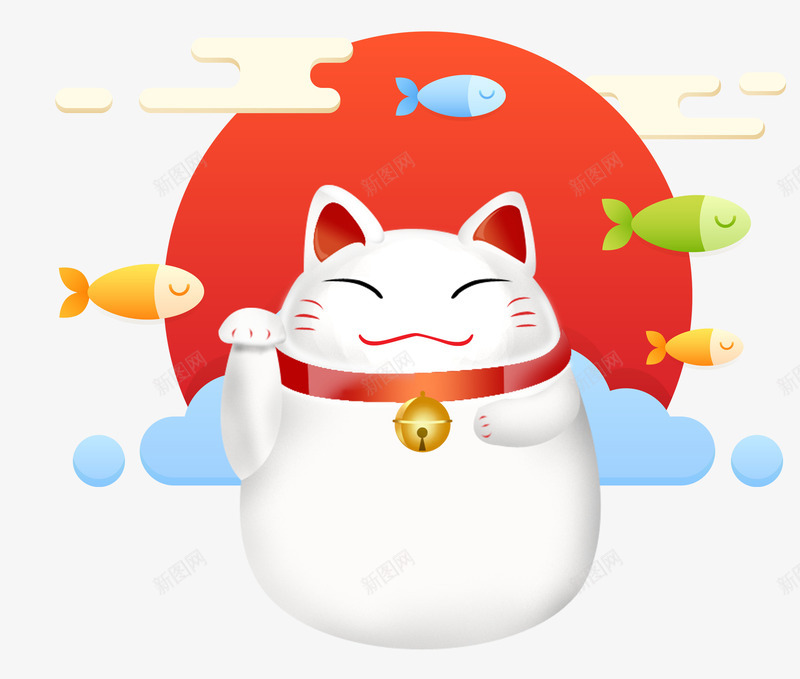 新年卡通小鱼招财猫png免抠素材_新图网 https://ixintu.com 小鱼 招财猫 新年 新年送财 新春 春节