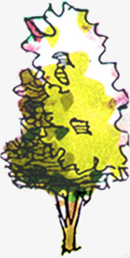 黄色卡通大树手绘环境png免抠素材_新图网 https://ixintu.com 卡通 大树 环境 素材 黄色