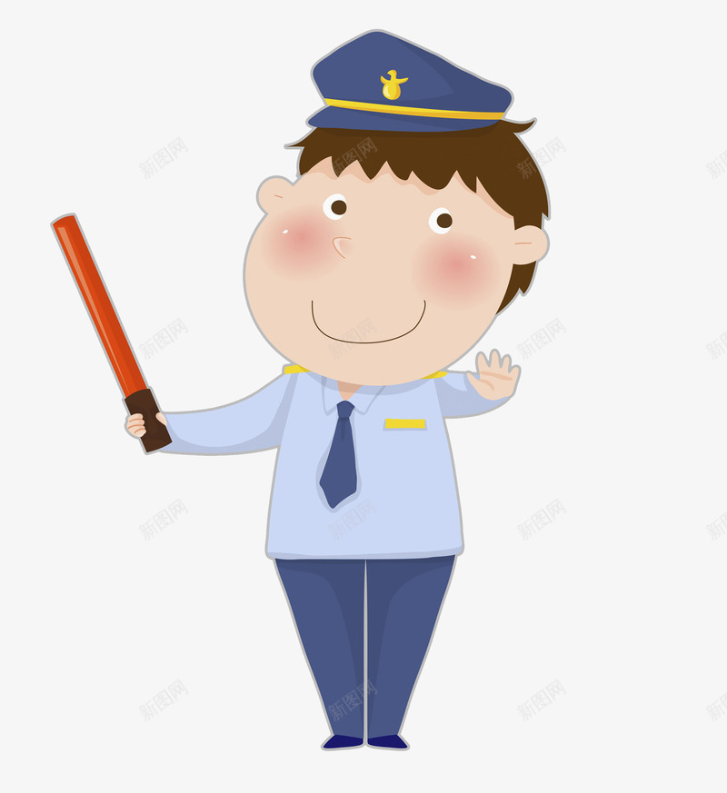 卡通指挥的警察图png免抠素材_新图网 https://ixintu.com 交警 帅气的 指挥 指挥棒 男人 警察 高兴地