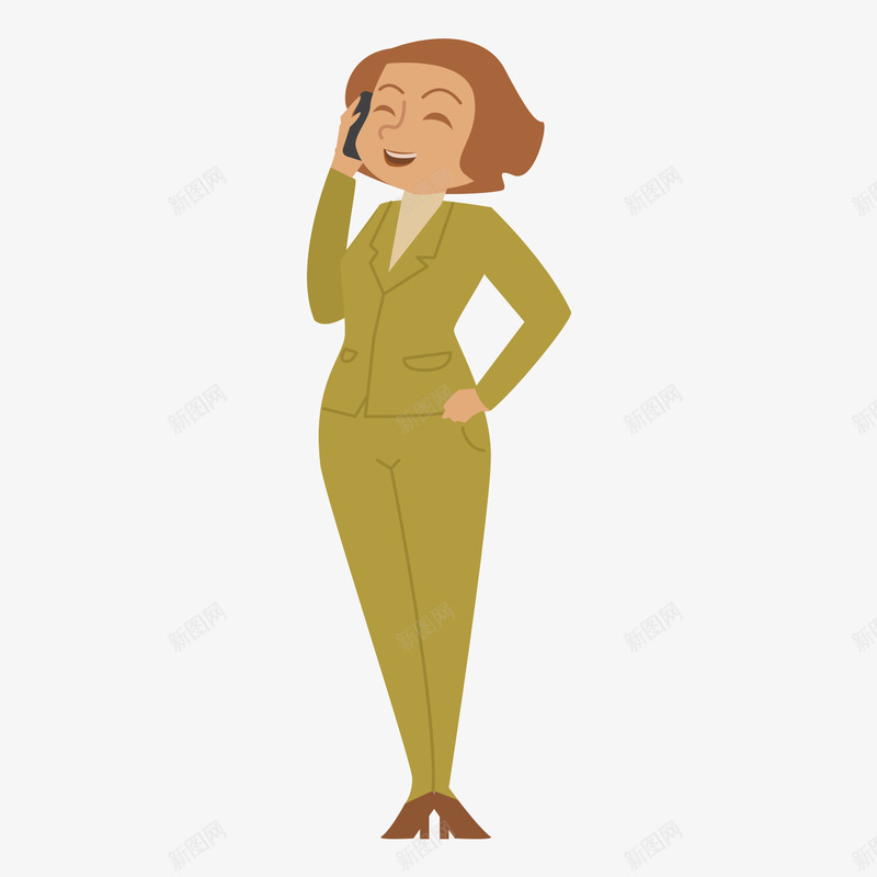 打电话的女士psd免抠素材_新图网 https://ixintu.com 商务 扁平化 打电话 素材