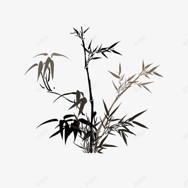 灰色水墨竹叶绘画psd免抠素材_新图网 https://ixintu.com 叶子 水墨 灰色 环境 生长 竹叶 纹理 绘画 自然