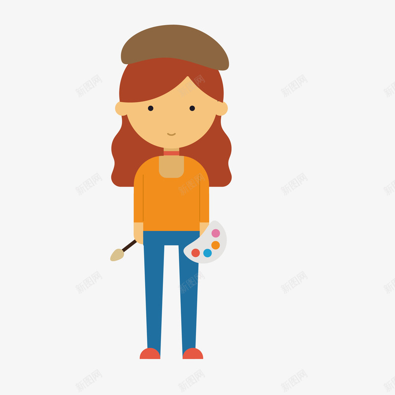 可爱卡通女画家矢量图eps免抠素材_新图网 https://ixintu.com 人物 女孩 小清新 工作形象 服装卡通 画家 简约 职业 装饰图案 矢量图