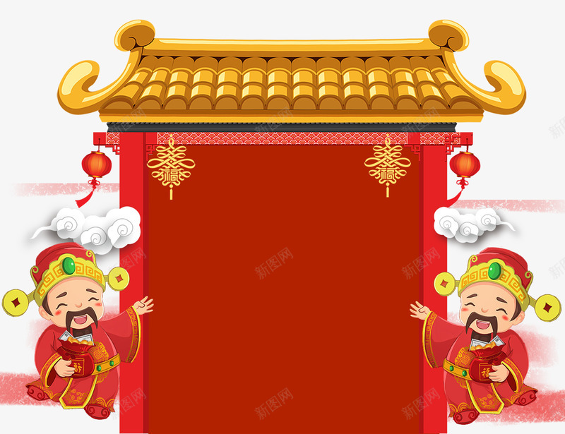 春节喜庆背景psd分层图png免抠素材_新图网 https://ixintu.com 卡通手绘古典建筑 喜庆背景 喜迎春节 字幕条 挥春 新年快乐 春节 欢庆狗年 狗年大吉 财神