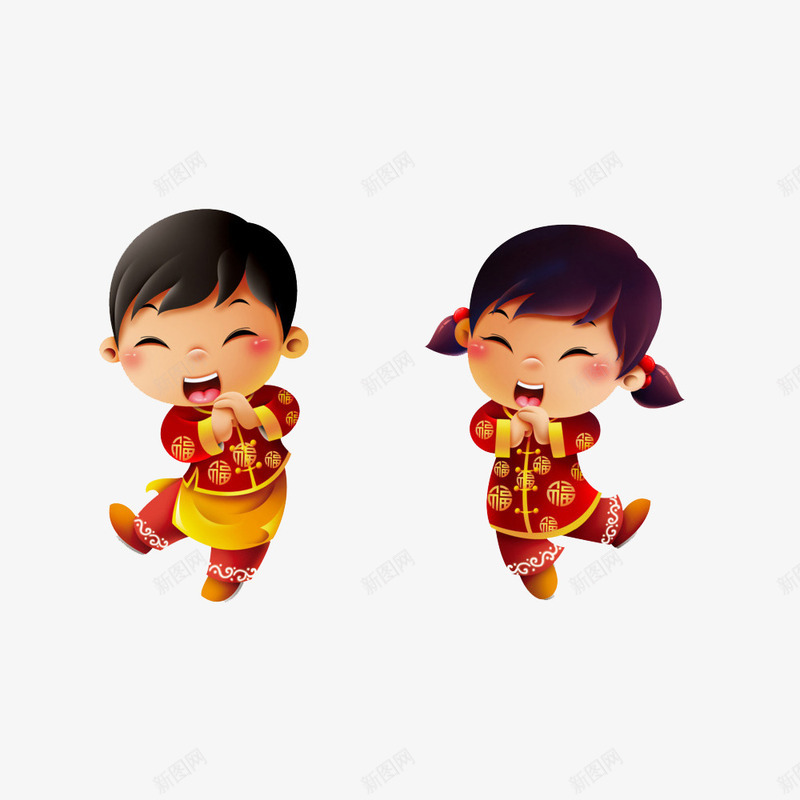吉祥的拜年的小孩png免抠素材_新图网 https://ixintu.com 人物设计 儿童 吉祥年 喜庆 孩子 拜年 新年 春节