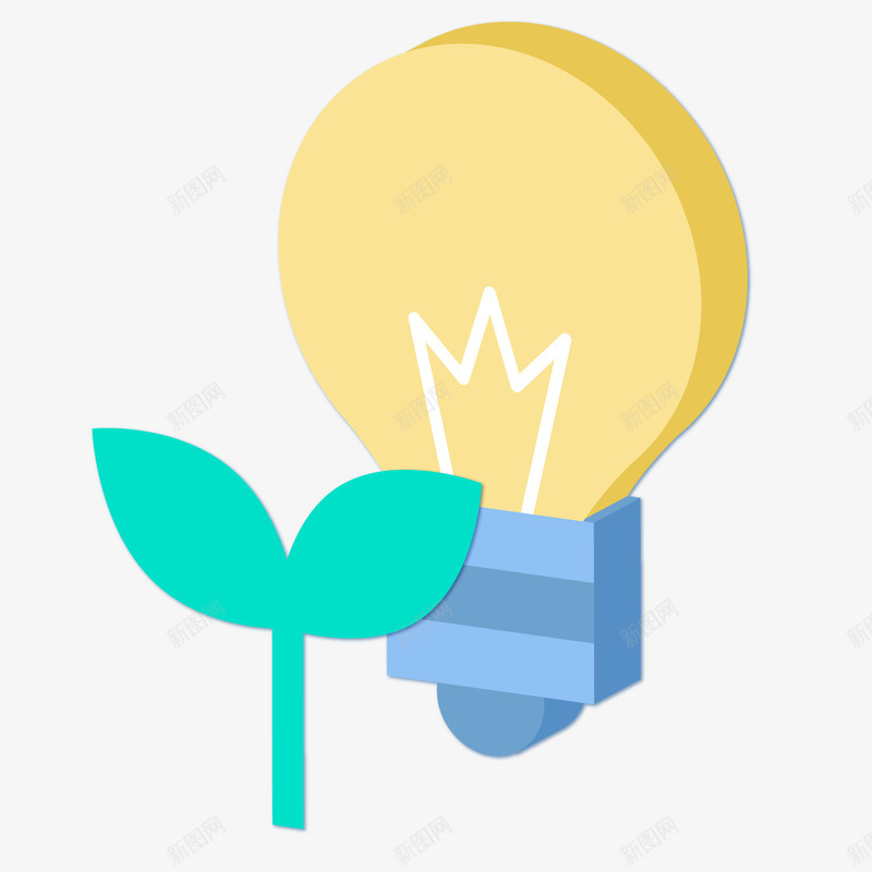 一个节能灯泡的图标矢量图ai_新图网 https://ixintu.com 25D图标 手绘 水龙头 灯泡 环保 绿色能源 节能 矢量图