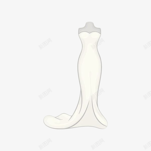 手绘简约女士晚礼服png免抠素材_新图网 https://ixintu.com 女士礼服 婚纱 服装展示 服装陈列 白色 简约手绘