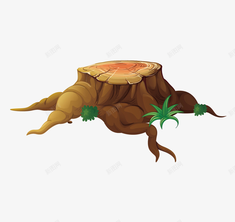 趴伏着的老树根和小草png免抠素材_新图网 https://ixintu.com 卡呀树根 小草 树根 矢量小草
