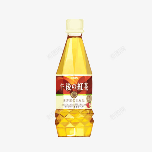 红茶饮料手绘片png免抠素材_新图网 https://ixintu.com 塑料瓶 手绘色彩 红茶饮品 茶水 黄色