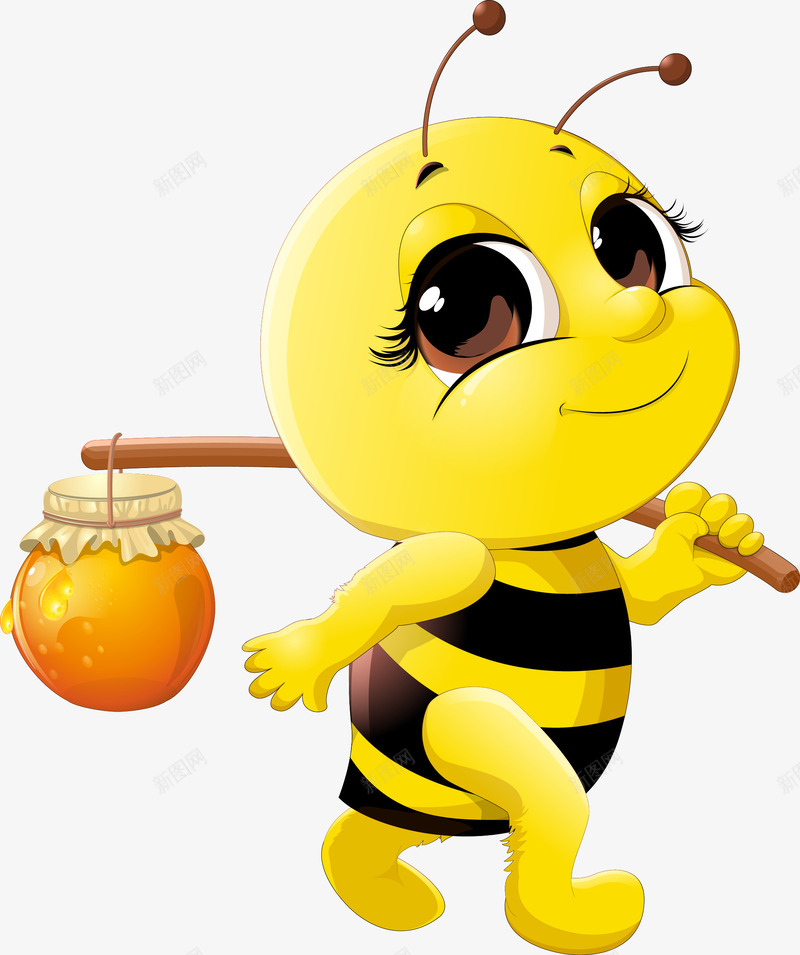 可爱蜜蜂png免抠素材_新图网 https://ixintu.com 卡通 可爱 工作 蜜蜂