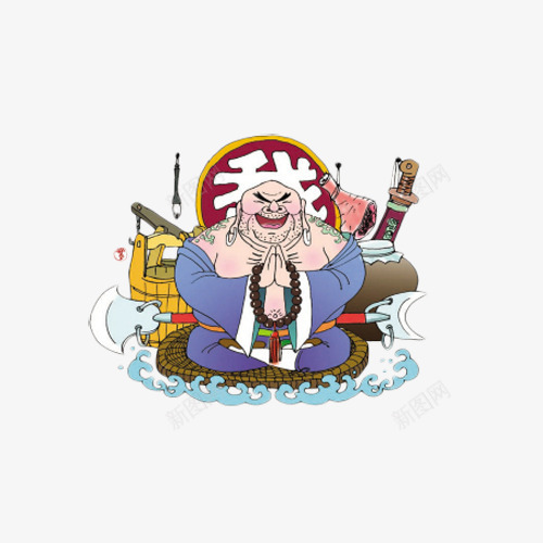 卡通人物鲁智深png免抠素材_新图网 https://ixintu.com 中国风 卡通 天孤星 梁山 梁山泊 水浒传 花和尚 英雄 鲁智深 鲁达