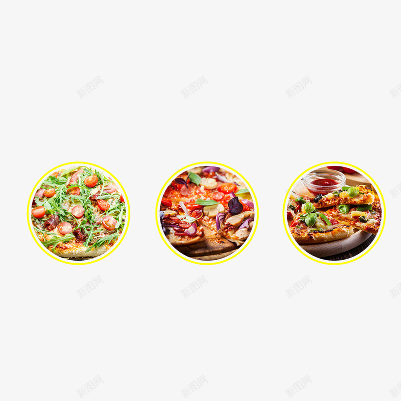 披萨展示图标png_新图网 https://ixintu.com 展示小图 披萨 简约 美食 黄色边框