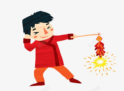 过年春节喜庆元素放鞭炮庆祝png免抠素材_新图网 https://ixintu.com 儿童插图 喜庆装饰 庆祝 放鞭炮 春节 爆竹 过年