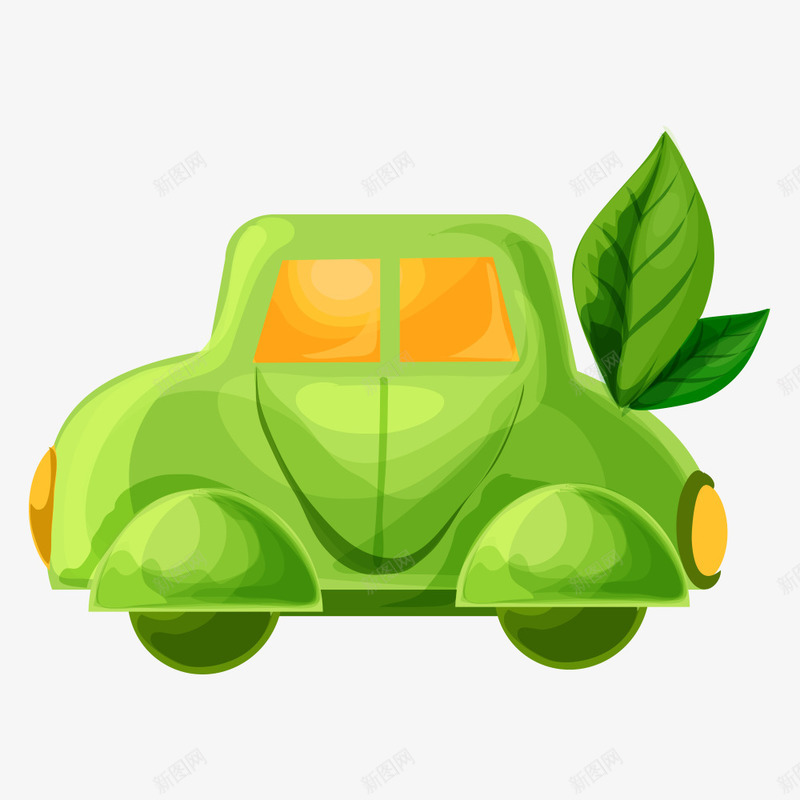 环保汽车png免抠素材_新图网 https://ixintu.com 低碳 减排 树叶 汽车 环保 生态 绿色 绿色能源 能源环保 自然 节能