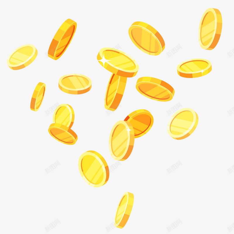 漂浮金币矢量图ai免抠素材_新图网 https://ixintu.com 利率 投资 漂浮金币免抠PNG 矢量图 金币 金币卡通插画 银行业 飞扬的金币 黄金