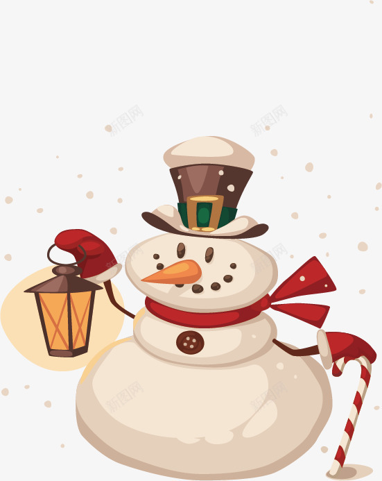 拿着灯的雪人矢量图ai免抠素材_新图网 https://ixintu.com 圣诞节 灯笼 雪人 矢量图