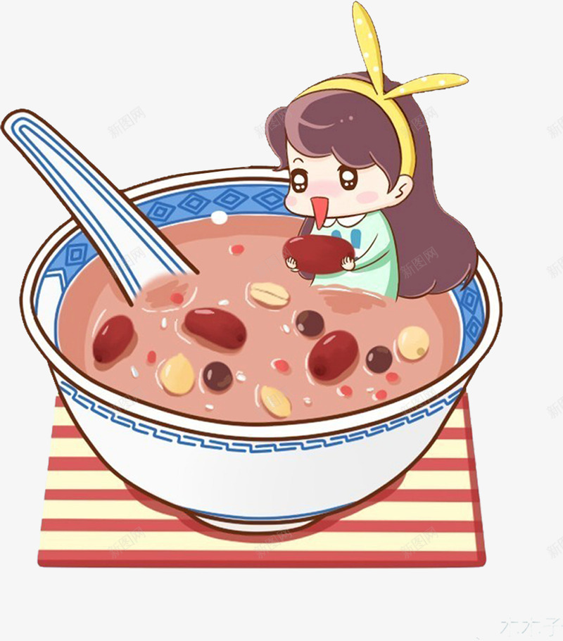 卡通可爱女孩腊八粥png免抠素材_新图网 https://ixintu.com 八宝粥 新年 新春 春节 腊八粥 腊八节 过年