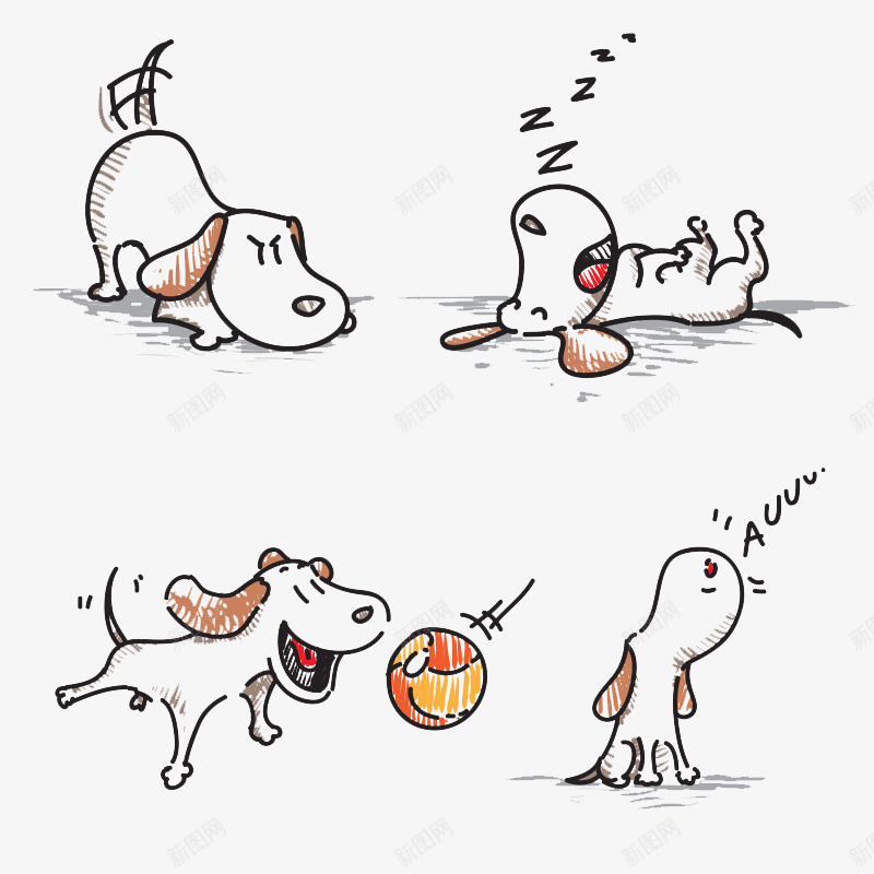 玩耍宠物狗png免抠素材_新图网 https://ixintu.com 宠物 狗 素描 线稿