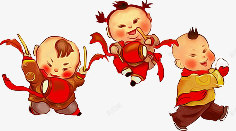 卡通红衣新年福娃装饰png免抠素材_新图网 https://ixintu.com 卡通人物 喜庆 小朋友 新年福娃 春节装饰 背景装饰