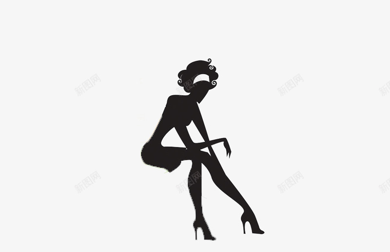卡通卷发女人剪影png免抠素材_新图网 https://ixintu.com 剪影 卡通 女人 装饰