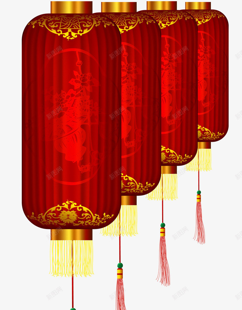 红色灯笼矢量图ai免抠素材_新图网 https://ixintu.com 中国风 喜庆 新年 春节 灯笼 红色 矢量图