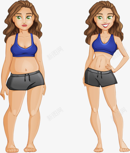 减肥png免抠素材_新图网 https://ixintu.com 卡通女孩 手绘女生 服装搭配
