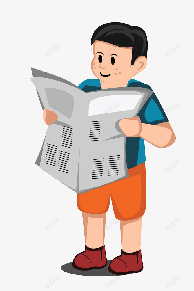 卡通男人看报纸png免抠素材_新图网 https://ixintu.com 免扣男人 卡通 手拿报纸 男人手拿报纸 男人看报纸 看报纸的男人
