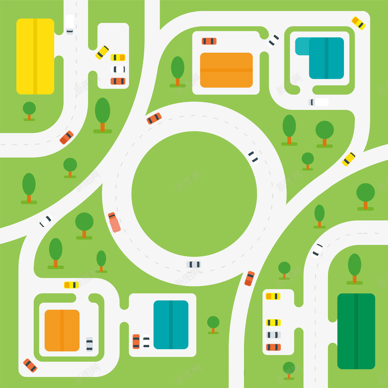 城市道路矢量图eps免抠素材_新图网 https://ixintu.com 交通 健康 环保 绿化 绿色 矢量图