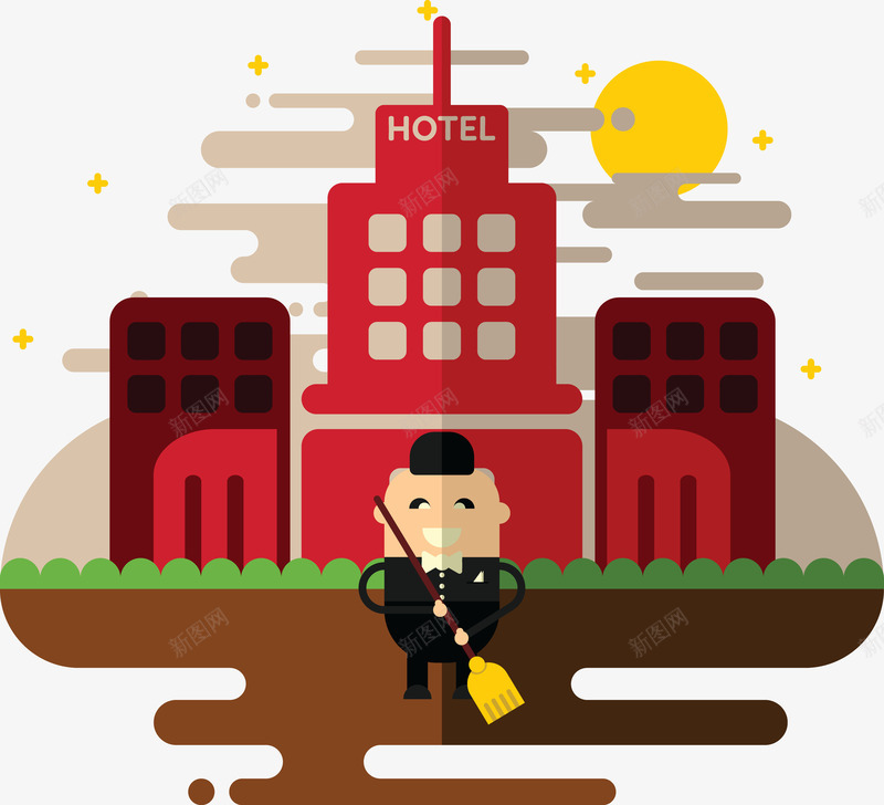 打扫卫生扫图背景png免抠素材_新图网 https://ixintu.com 卡通人物 家务 工作 整洁地板 清洁 清洁工 灰尘分离