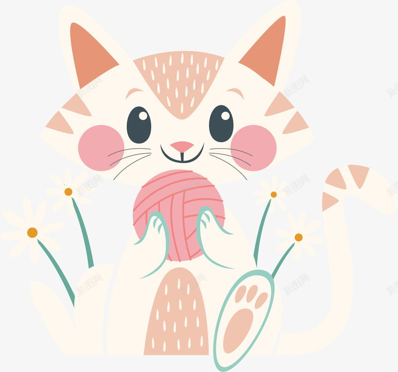 可爱的小猫咪矢量图ai免抠素材_新图网 https://ixintu.com 动物 卡通手绘 可爱 宠物 小猫 猫咪 粉色 矢量图