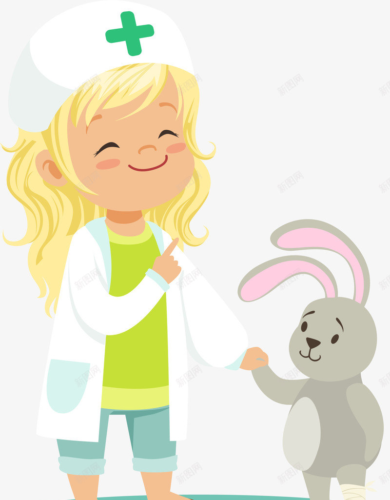 卡通人金发女医生png免抠素材_新图网 https://ixintu.com 兔子 兽医 卡通医生 可爱女孩 装饰图案 金发女医生