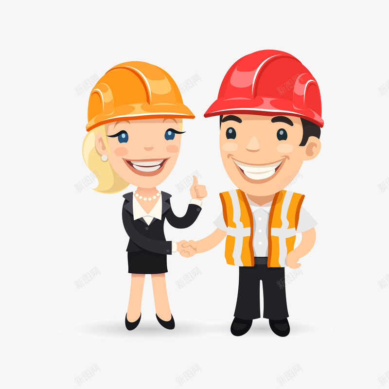 戴着安全帽握手的男女矢量图ai免抠素材_新图网 https://ixintu.com 女 安全帽 握手 握手男女 灰色 男 红色 黑色 矢量图