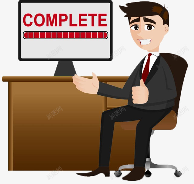 用电脑工作的男人png免抠素材_新图网 https://ixintu.com 卡通手绘 商务人士 工作 电脑 西装革履 领带