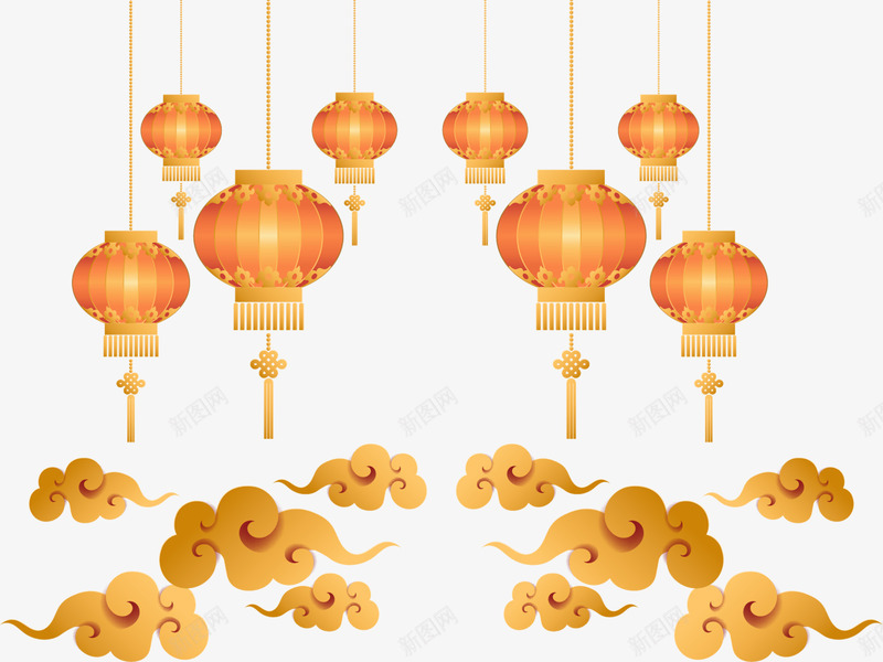 新年喜庆祥云灯笼矢量图ai免抠素材_新图网 https://ixintu.com 喜庆 喜迎新年 新年 欢度春节 灯笼 祥云 装饰 迎新纳福 矢量图