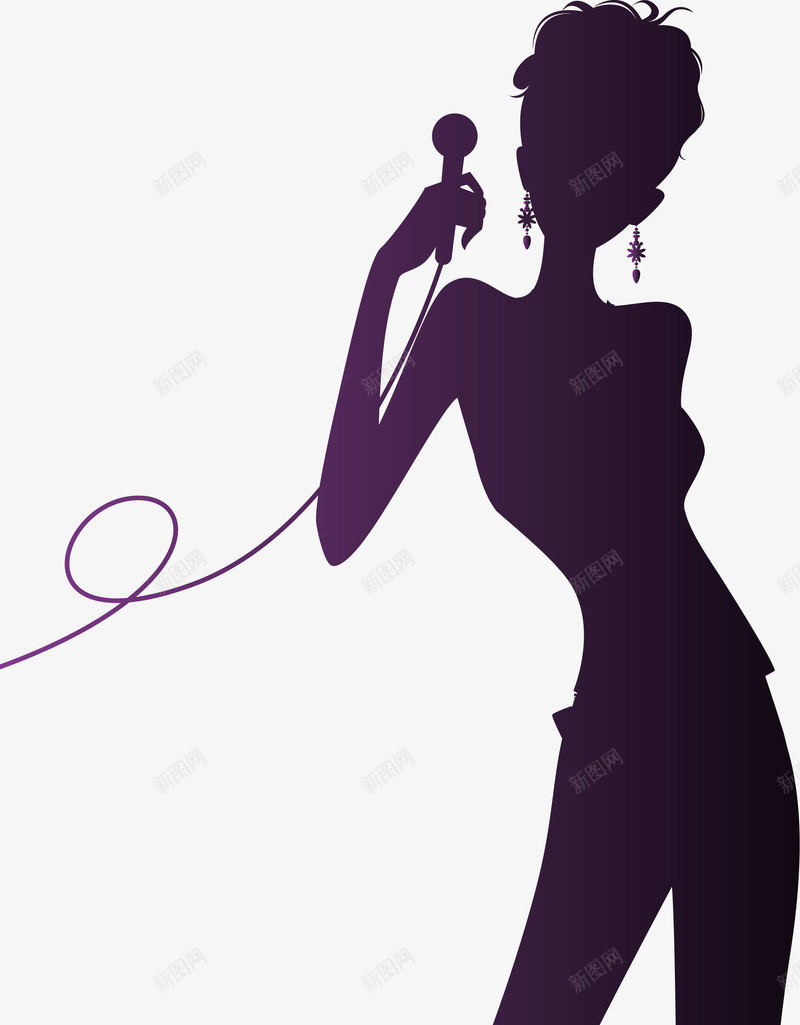 拿话筒的女士矢量图ai免抠素材_新图网 https://ixintu.com 女士 手绘 话筒 矢量图