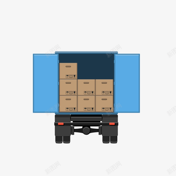 打开的货车png免抠素材_新图网 https://ixintu.com 交通工具 水彩 汽车 箱子 蓝色 装饰 货车 运输