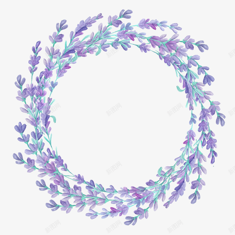 花环png免抠素材_新图网 https://ixintu.com 紫色 花 花环 薰衣草