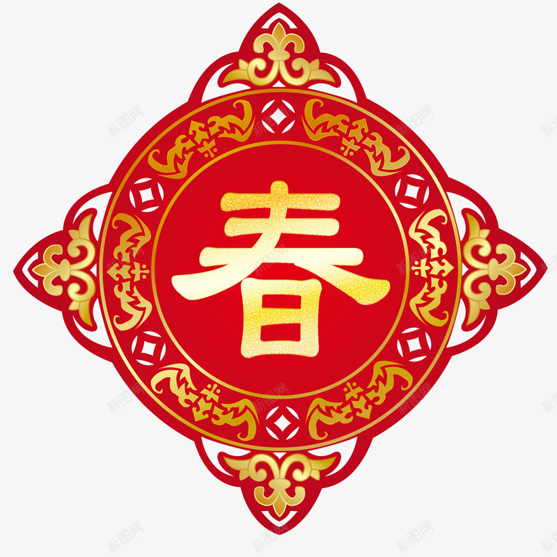 传统春节门贴矢量图ai免抠素材_新图网 https://ixintu.com 传统 传统边框 春节 花纹 门贴 矢量图