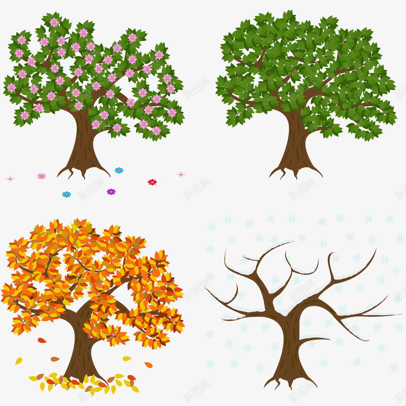 树的四季png免抠素材_新图网 https://ixintu.com 四季 春夏秋冬 春夏秋冬卡通 树 矢量素材