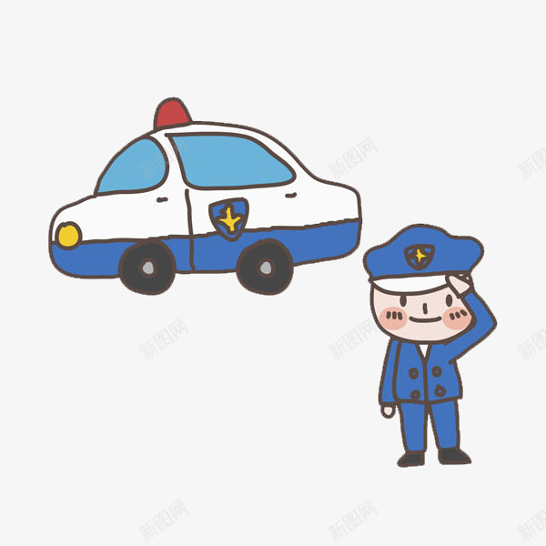 敬礼的警察图png免抠素材_新图网 https://ixintu.com 卡通 帅气的 手绘 敬礼的 男人 蓝色的 警察 警车