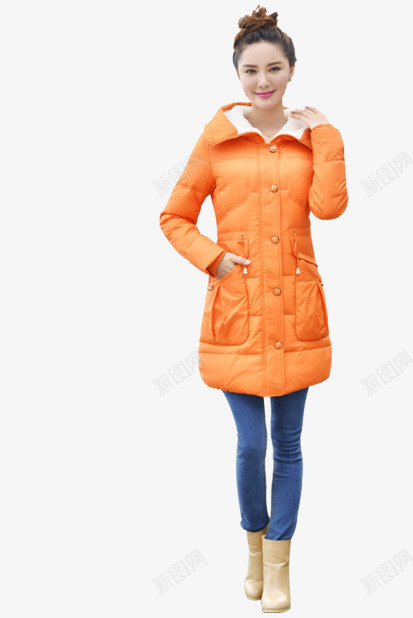 女士橙黄色羊绒大衣png免抠素材_新图网 https://ixintu.com 大衣 女士 橙黄色 羊绒