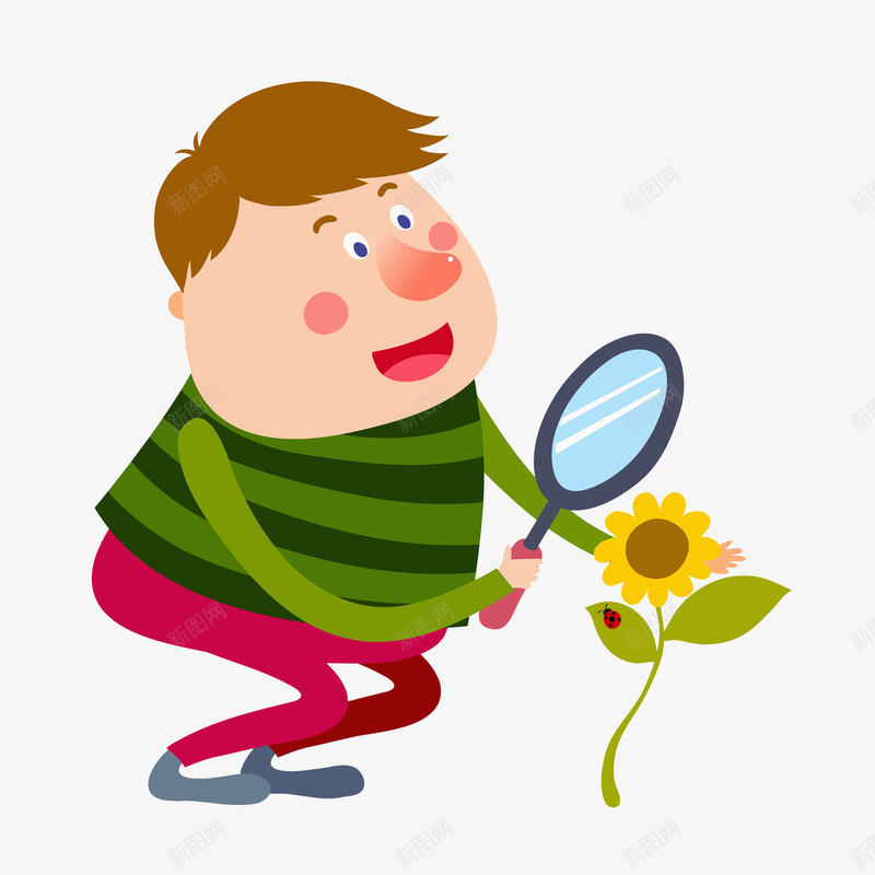 观察的男人png免抠素材_新图网 https://ixintu.com 卡通 向日葵 好奇的 学习 手绘 观察的 认真的