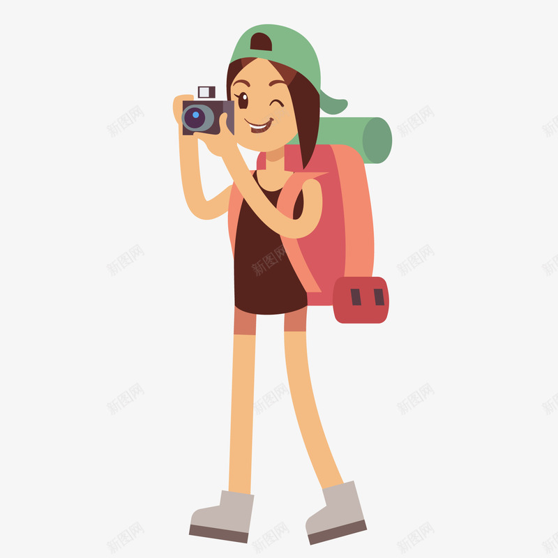 卡通拍照的旅行人物png免抠素材_新图网 https://ixintu.com 拍照 拍照小人 摄像 摄影 旅游 旅行 春节出游