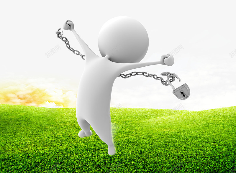 企业广告任务psd免抠素材_新图网 https://ixintu.com 3D小人 企业文化 商务 清新 白色 草坪